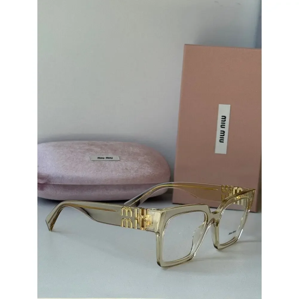 NEW Miu Miu MU04UV Oversized Square Eyeglasses in Sand